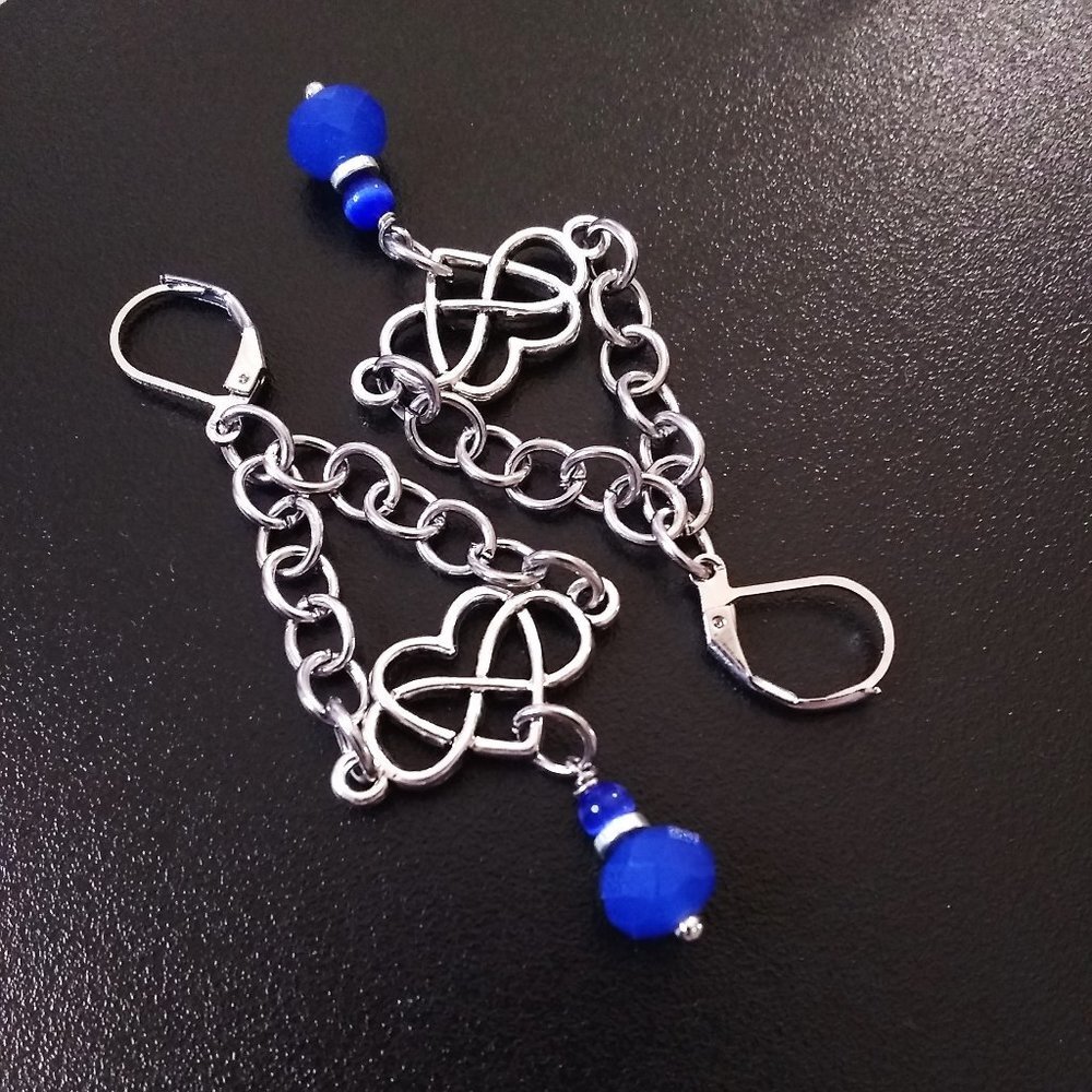 Beaded Heart & Infinity Dangle Earrings - Inexpensive Sweetheart Surprise! - Picture 2 of 8